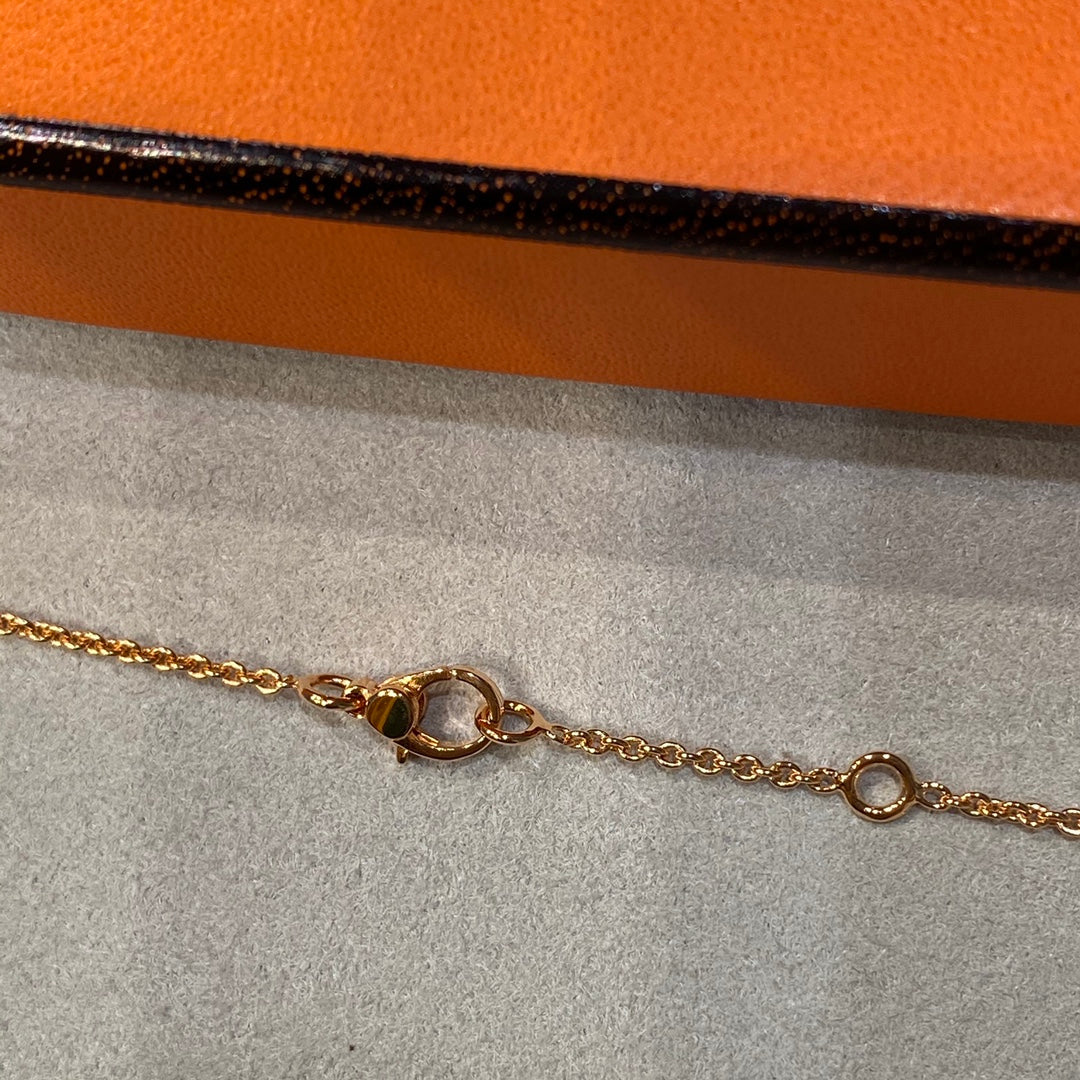 Hermes Finesse Pink Gold Cubic Zirconia Necklace