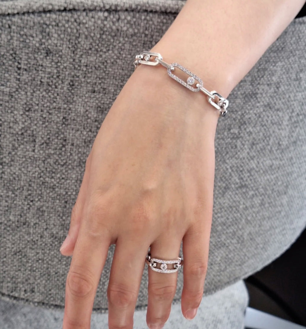 Messika Move Chain Link Silver Cubic Zirconia Bracelet