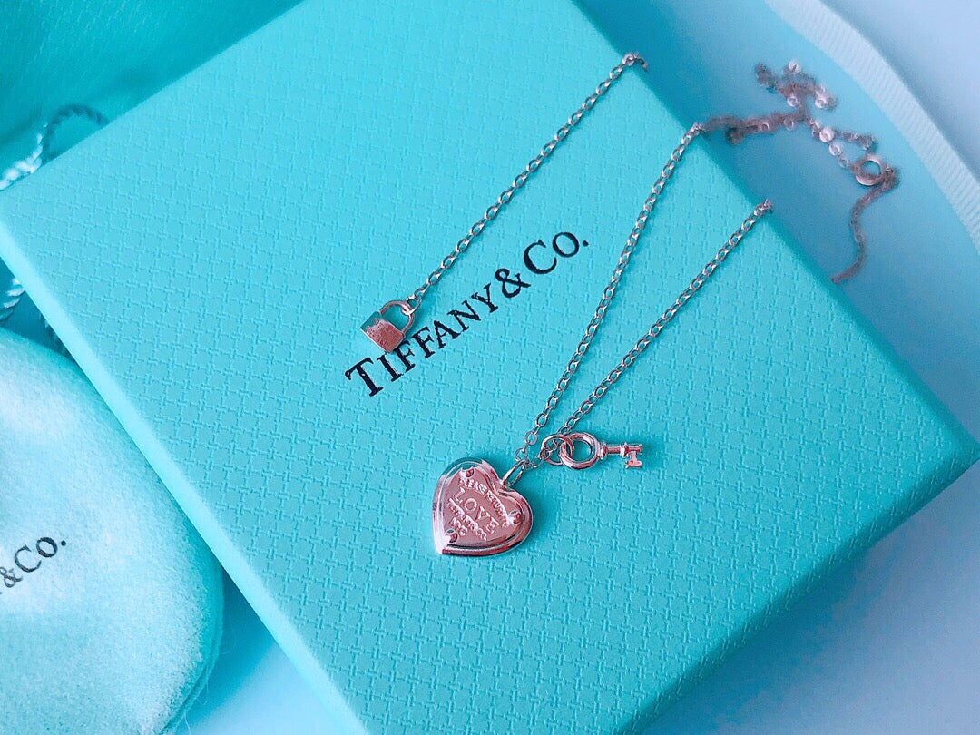 Hermes Heart and Key Silver Necklace