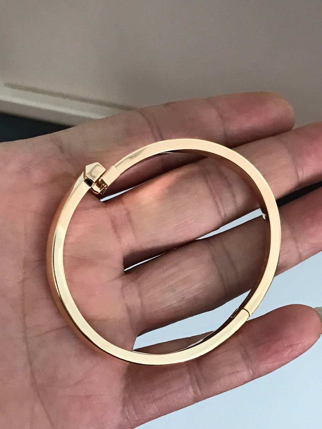 Tiffany T1 Wide Cubic Zirconia Hinged Bangle Pink Gold