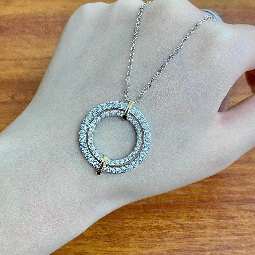 Tiffany Edge Cubic Zirconia Gold Silver Necklace