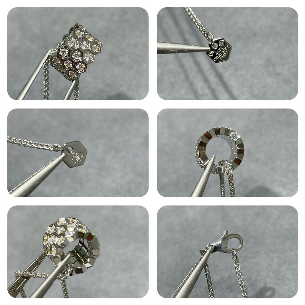 Chaumet Bee Love Cubic Zirconia Paved 3 Row Necklace