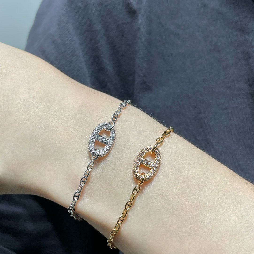 Hermes Chaine Echappee Cubic Zirconia Link Bracelet