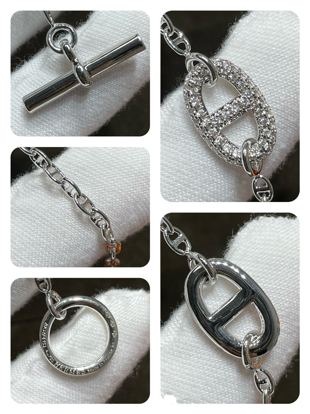 Hermes Chaine Echappee Cubic Zirconia Link Bracelet