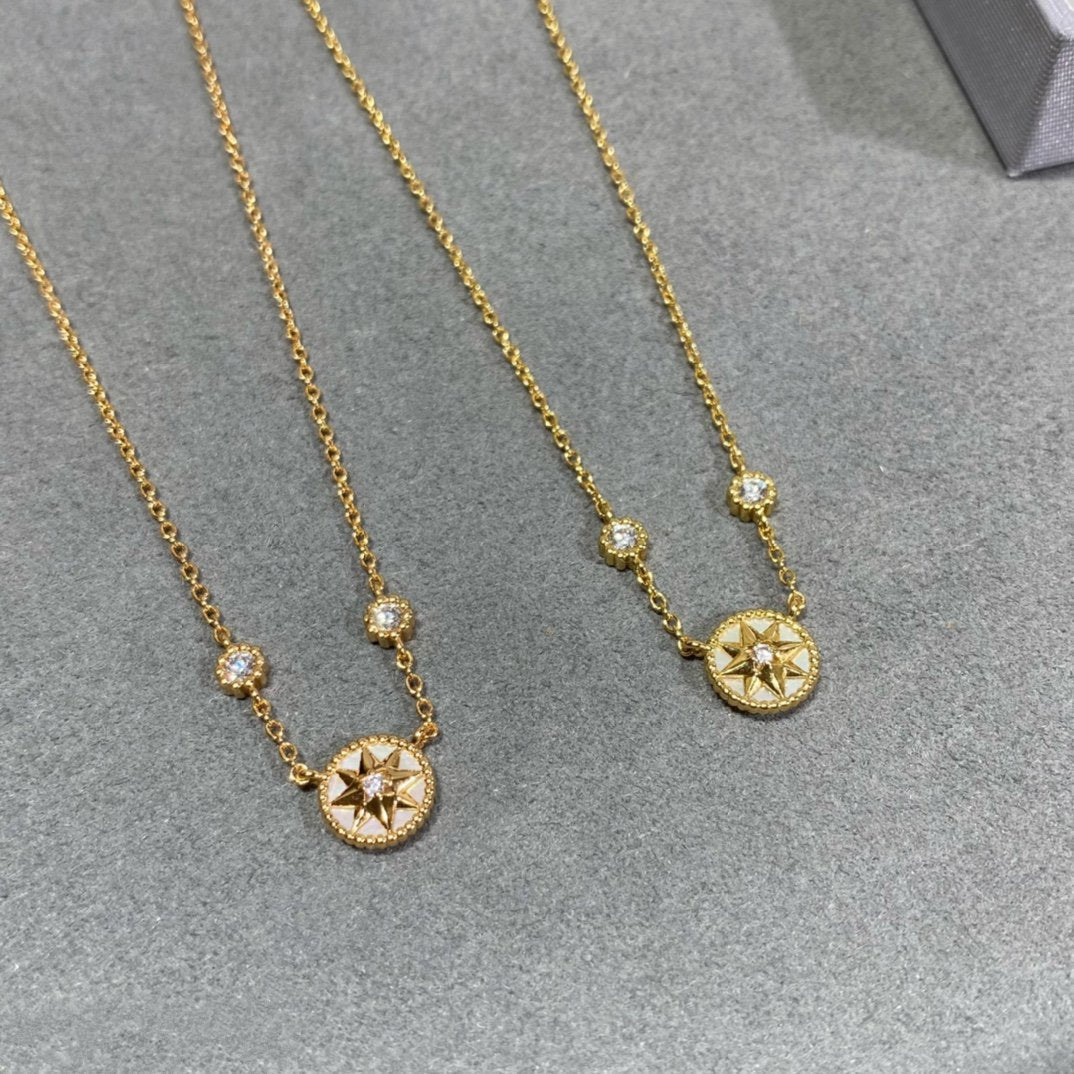 Dior Rose Vents 2 Diamond Pink Gold Necklace