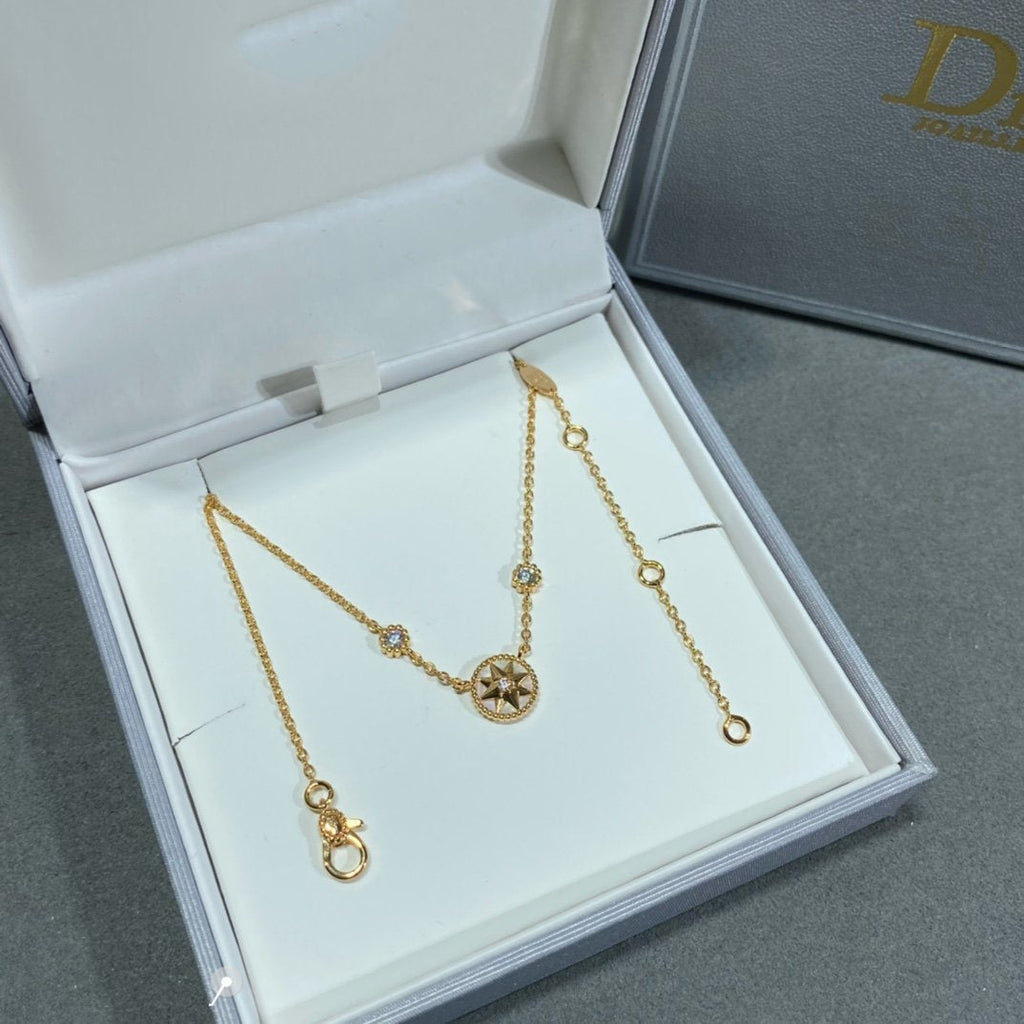 Dior Rose Vents 2 Diamond Pink Gold Necklace