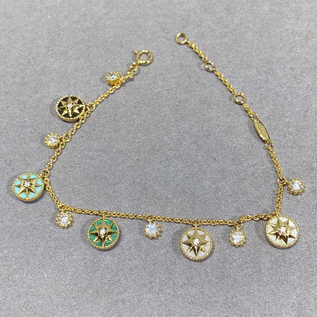 Dior Lucky Star Multi Color 5 Motif 6 Cubic Zirconia Bracelet