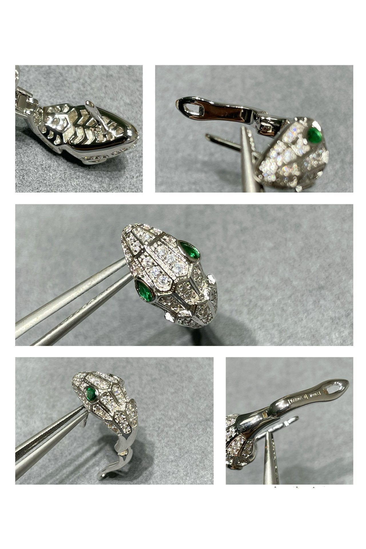 Bvlgari Silver Cubic Zirconia Small Serpent Earrings
