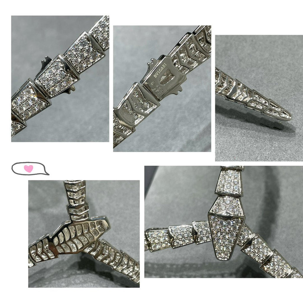Bvlgari Serpenti Viper Pink Gold Cubic Zirconia Paved Necklace