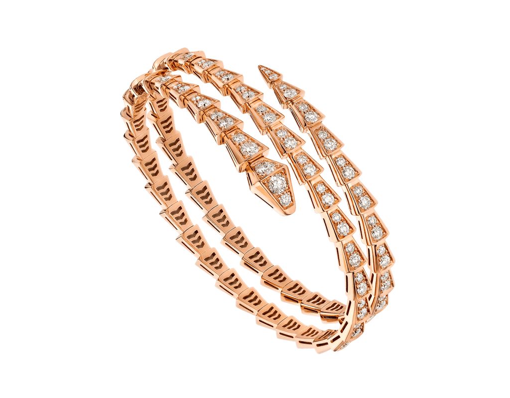 Bvlgari Serpenti Bracelet Pink Gold Cubic Zirconia Double Row
