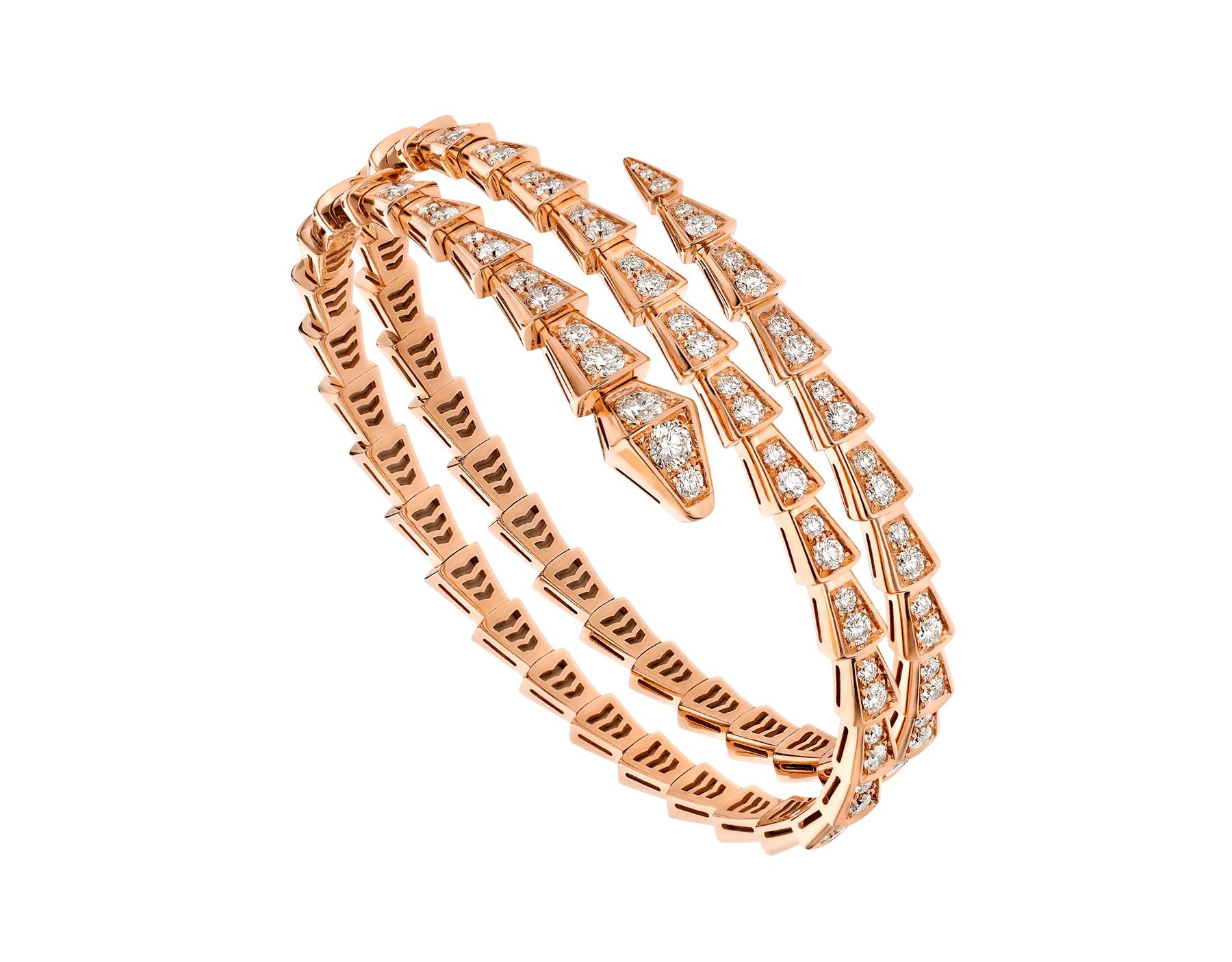 Bvlgari Serpenti Bracelet Pink Gold Cubic Zirconia Double Row