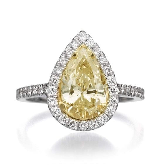 Graff Constellation Pear Shape Yellow Silver Cubic Zirconia Ring
