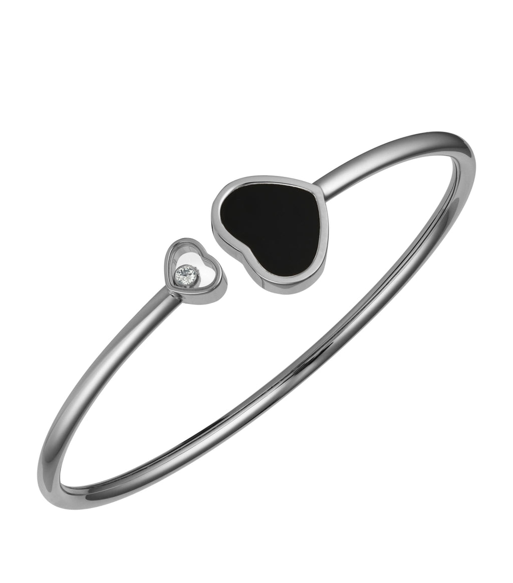 Chopard Happy Heart Onyx Bracelet Silver Cubic Zirconia