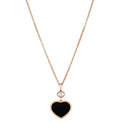 Chopard Happy Heart Onyx Necklace Pink Gold Cubic Zirconia