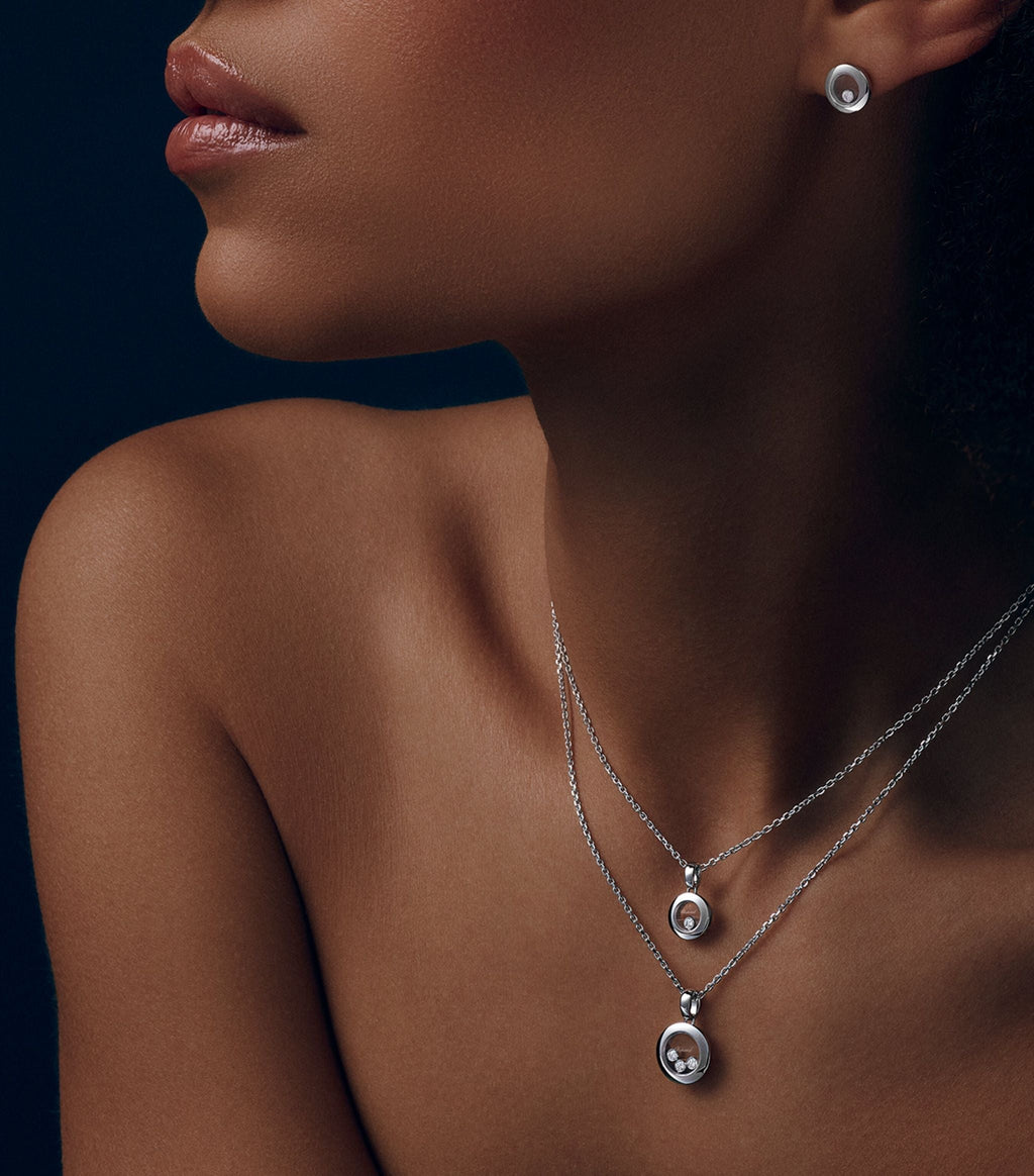 Chopard Happy Pendant Silver 3 Cubic Zirconia Necklace