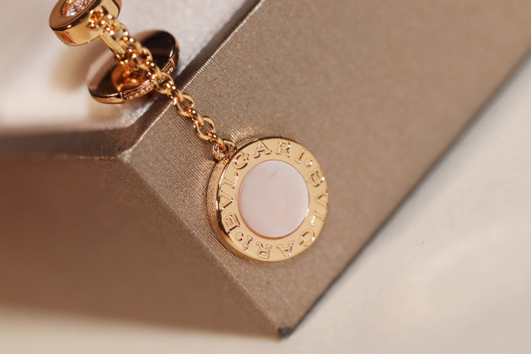 Bvlgari Earrings Drop White Pink Gold