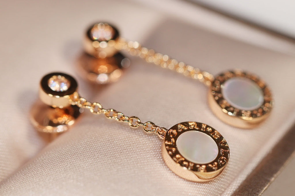 Bvlgari Earrings Drop White Pink Gold