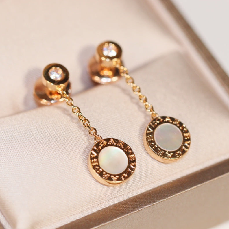 Bvlgari Earrings Drop White Pink Gold