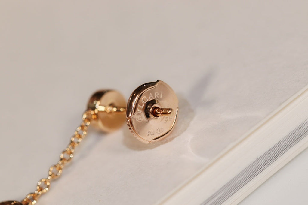 Bvlgari Earrings Drop White Pink Gold