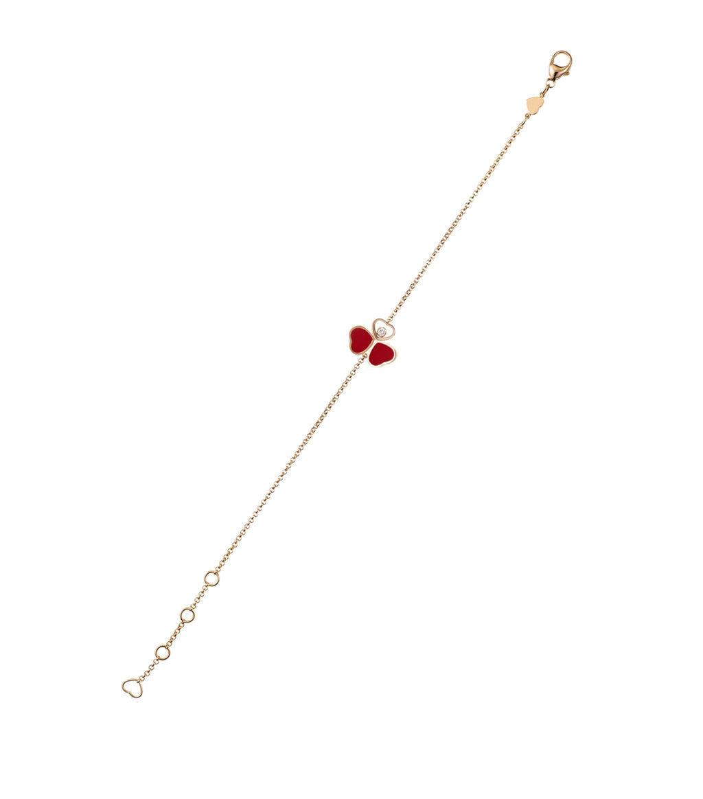 Chopard Happy Heart Carnelian Bracelet Pink Gold Cubic Zirconia