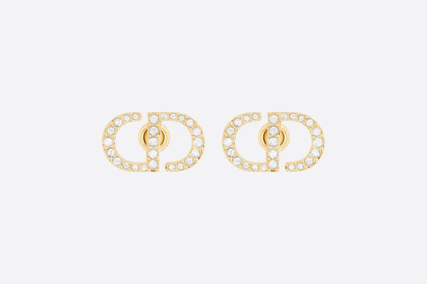 Dior Petit CD Cubic Zirconia Gold Stud Earrings