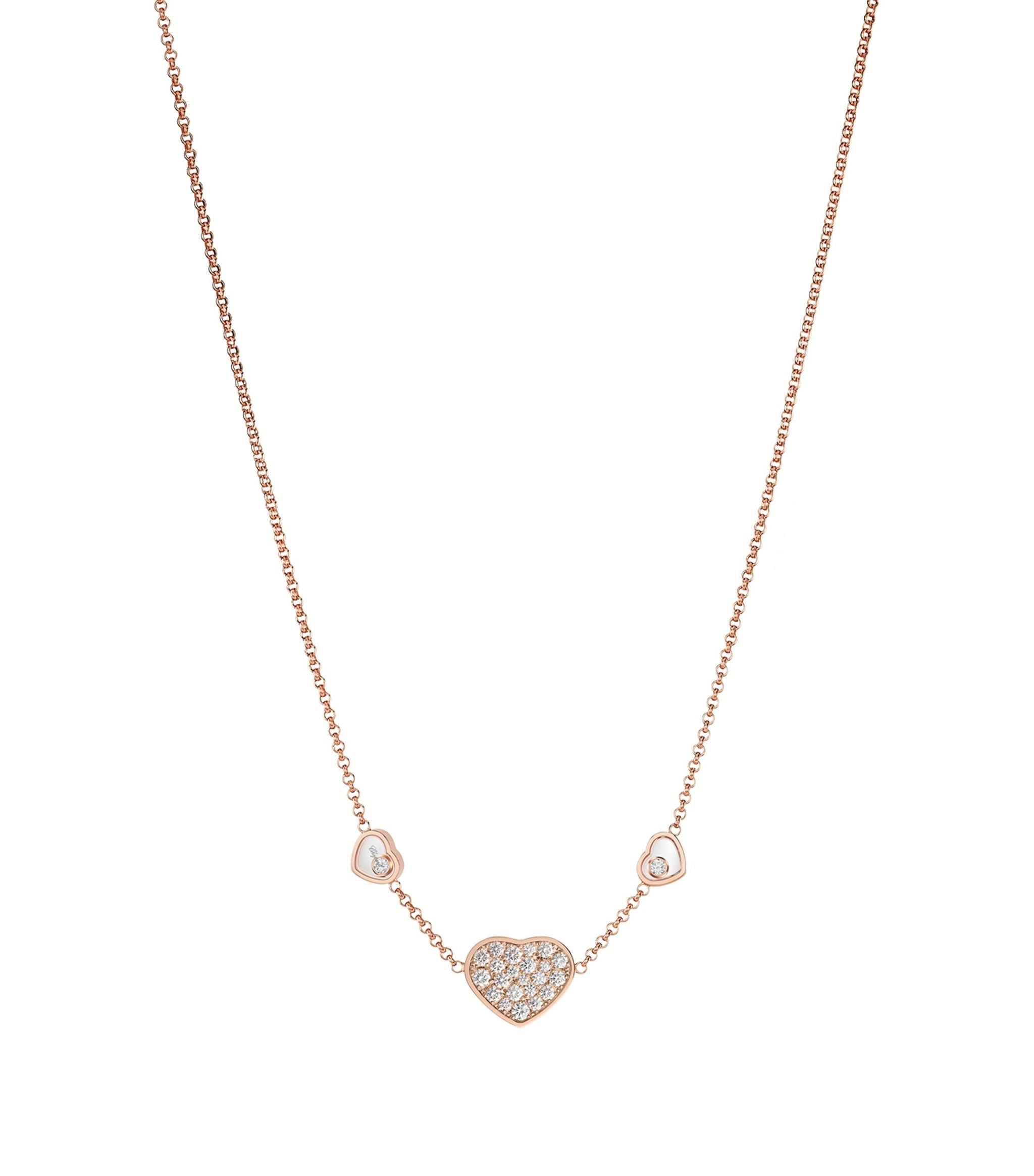 Chopard Happy Heart Necklace 3 Motifs Cubic Zirconia