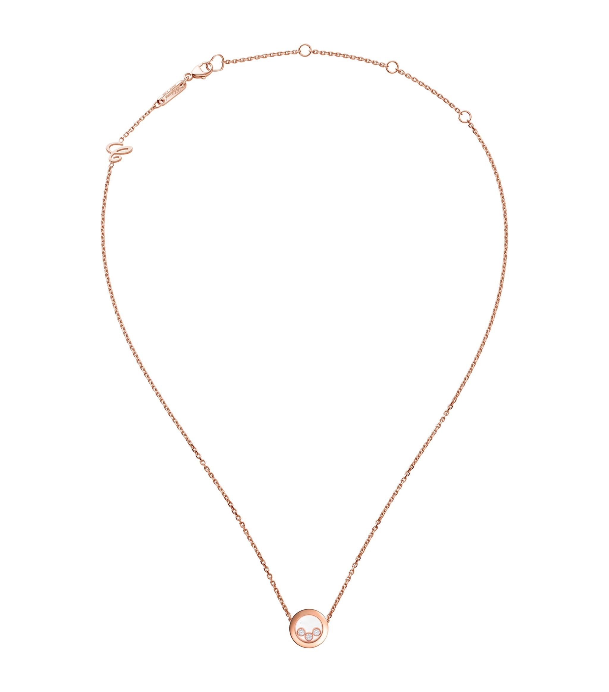 Chopard Happy Pendant Pink Gold 3 Cubic Zirconia Necklace