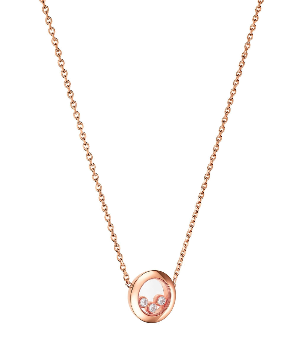Chopard Happy Pendant Pink Gold 3 Cubic Zirconia Necklace