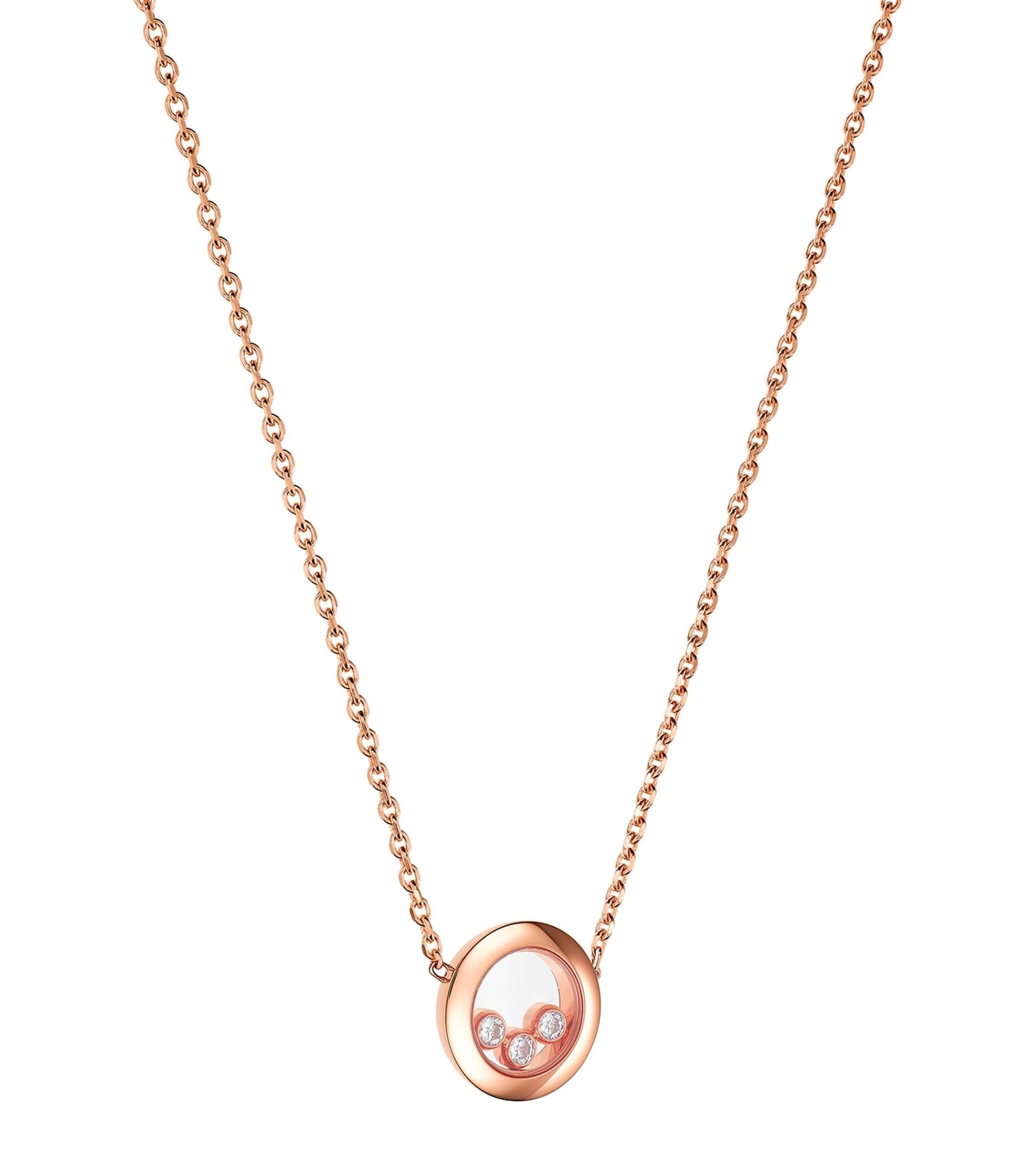 Chopard Happy Pendant Pink Gold 3 Cubic Zirconia Necklace