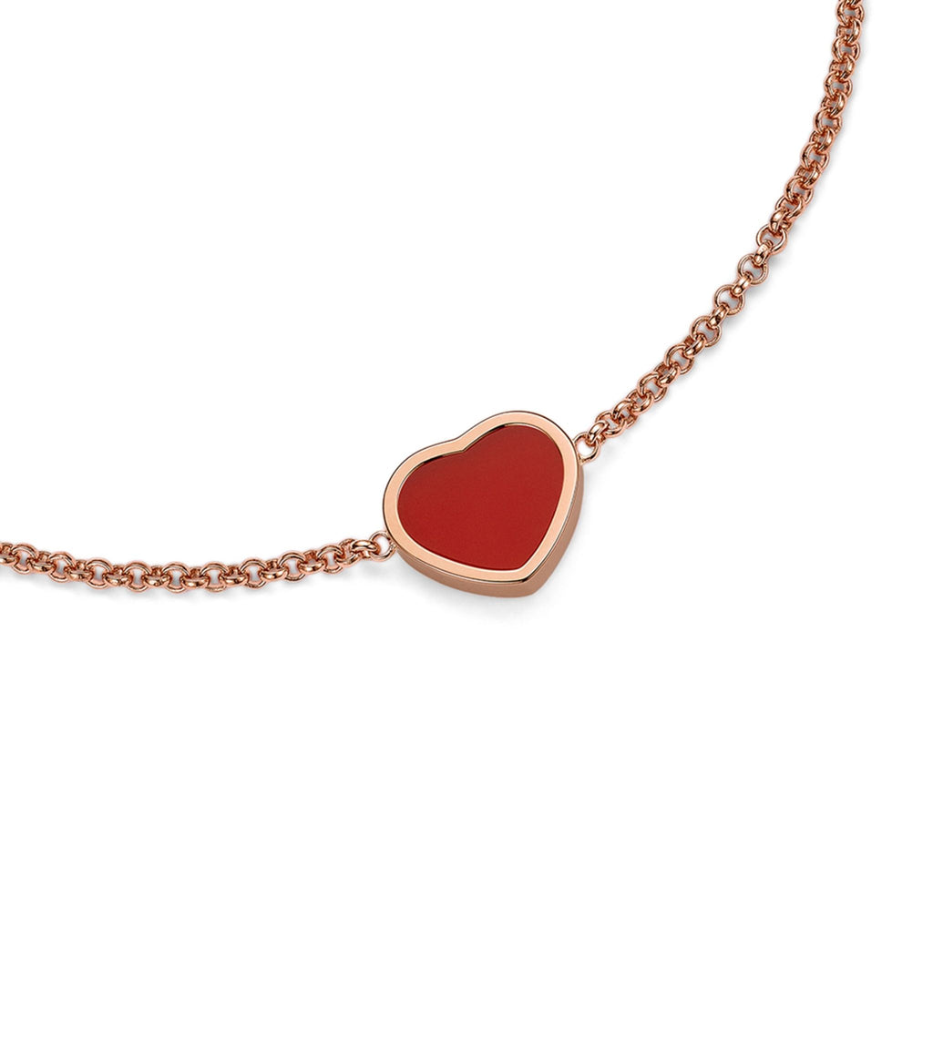 Chopard Happy Heart Carnelian Pink Gold Bracelet Cubic Zirconia