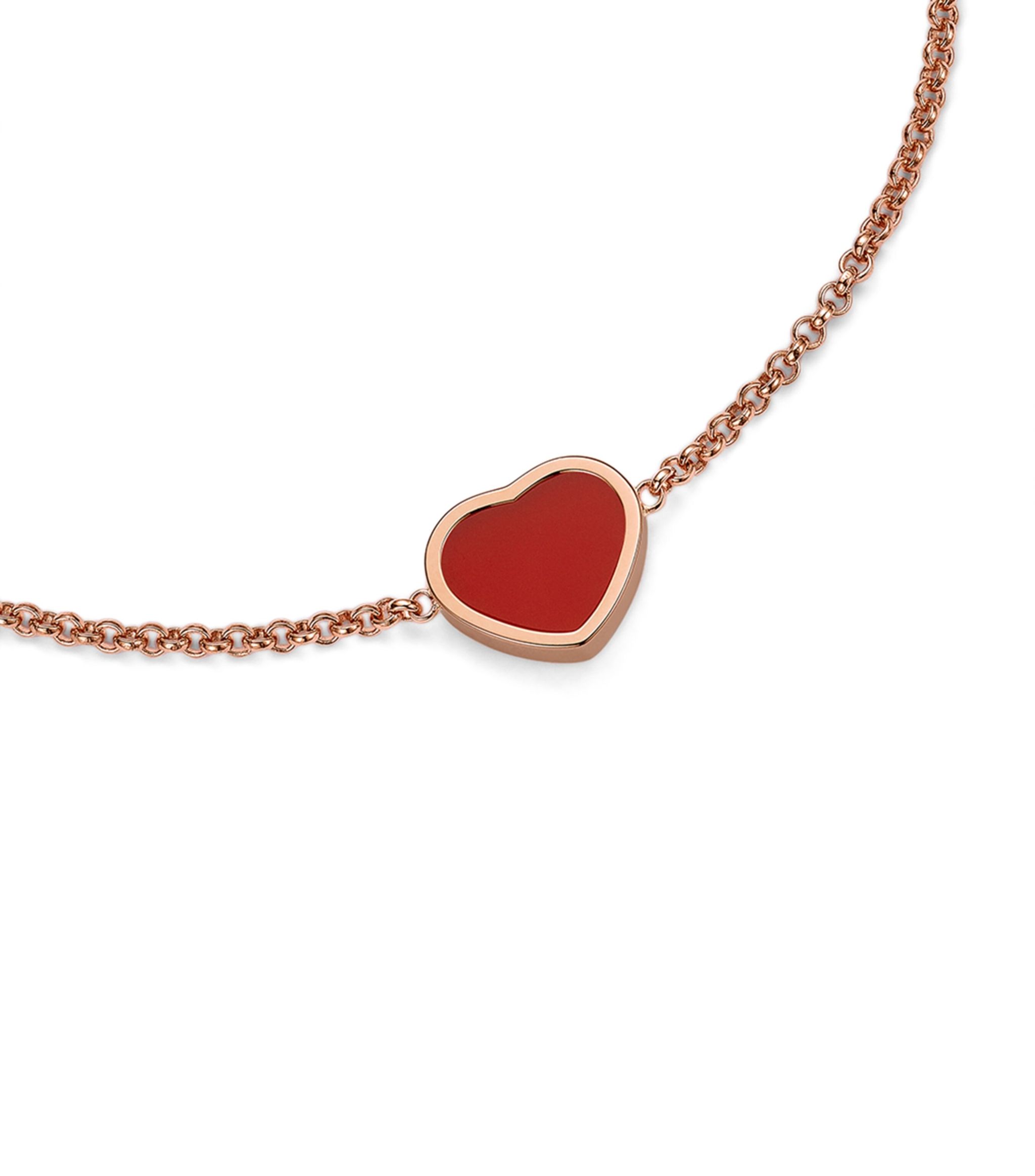 Chopard Happy Heart Carnelian Pink Gold Bracelet Cubic Zirconia