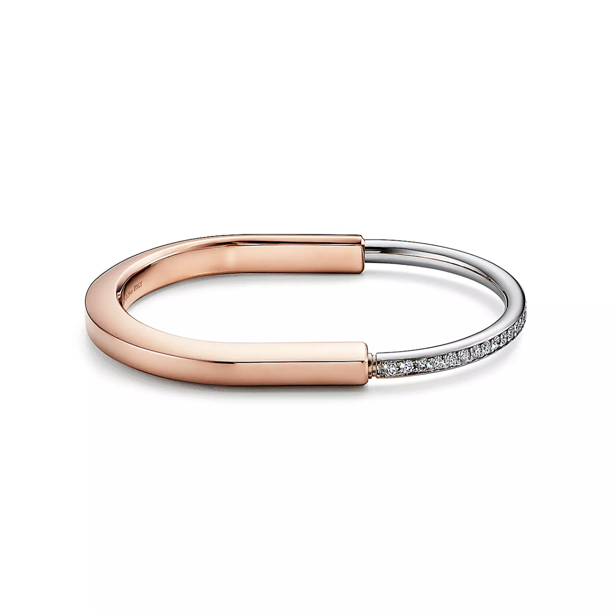 Tiffany Lock Bracelet Rose and White Gold Cubic Zirconia