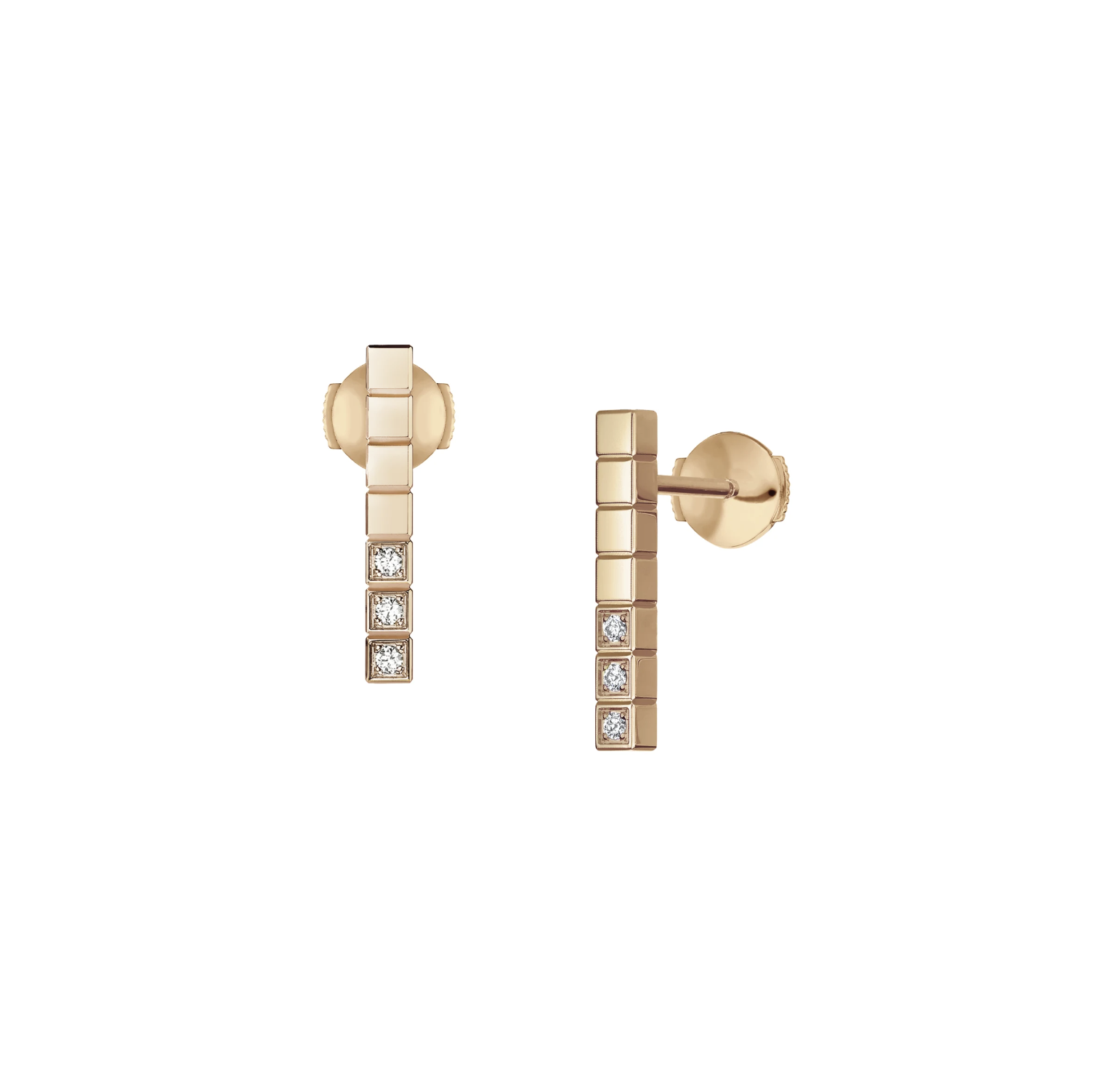 Chopard Ice Cube Pink Gold Diamonds Earrings