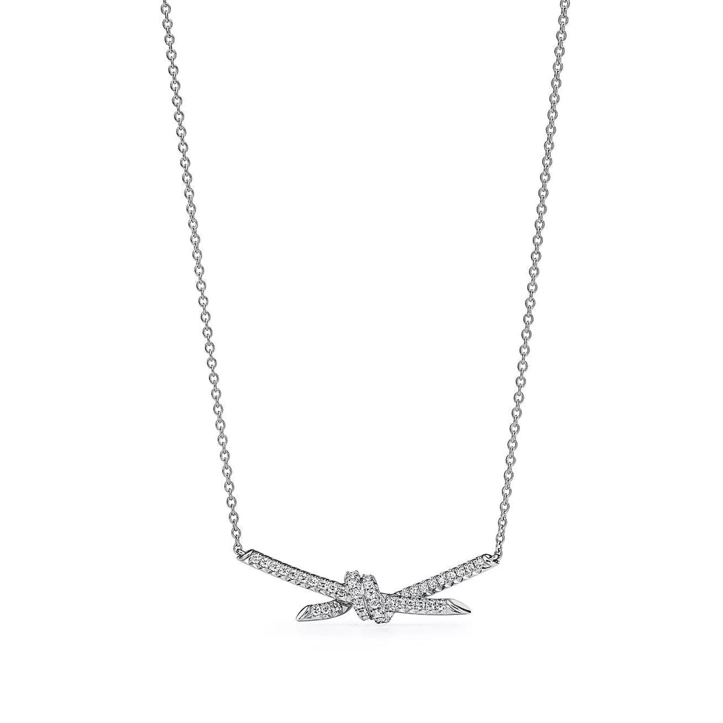 Tiffany Knot Pendant Silver Cubic Zirconia Necklace
