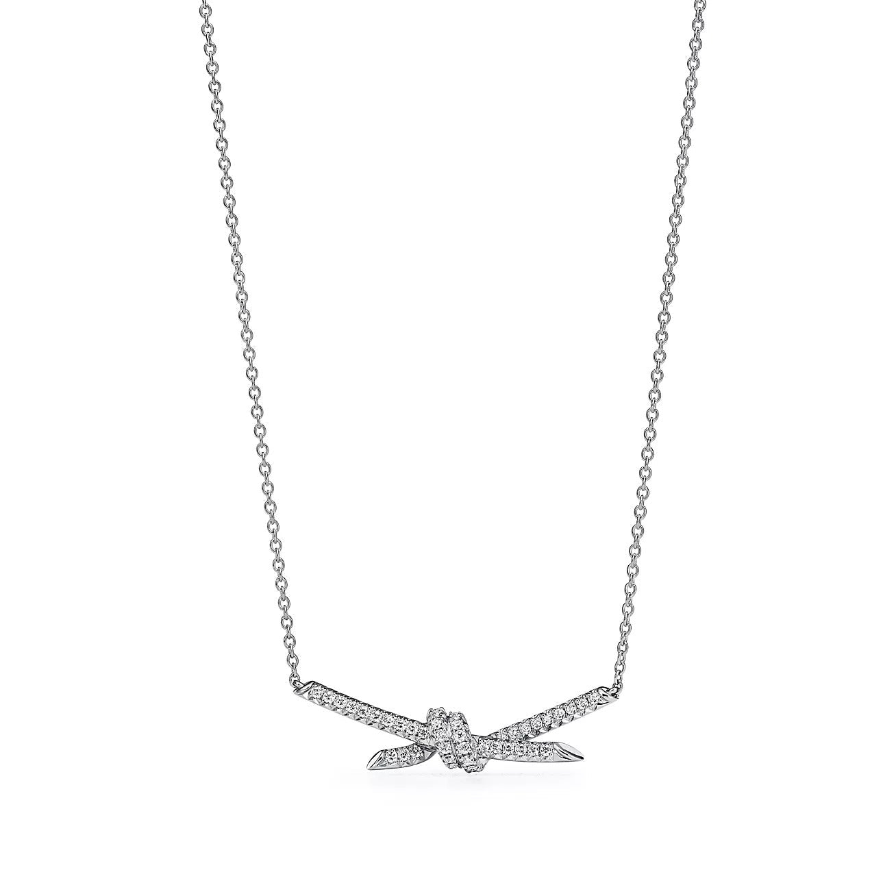Tiffany Knot Pendant Silver Cubic Zirconia Necklace