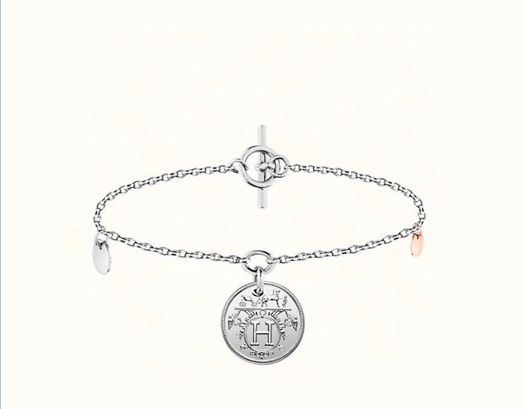 Hermes H Classic Silver Coin Bracelet