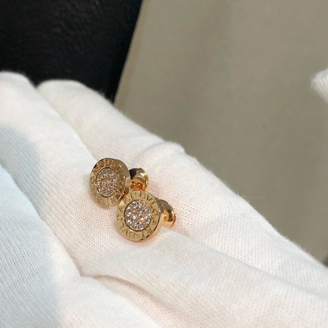 Bvlgari Earrings Cluster Pink Gold Diamond