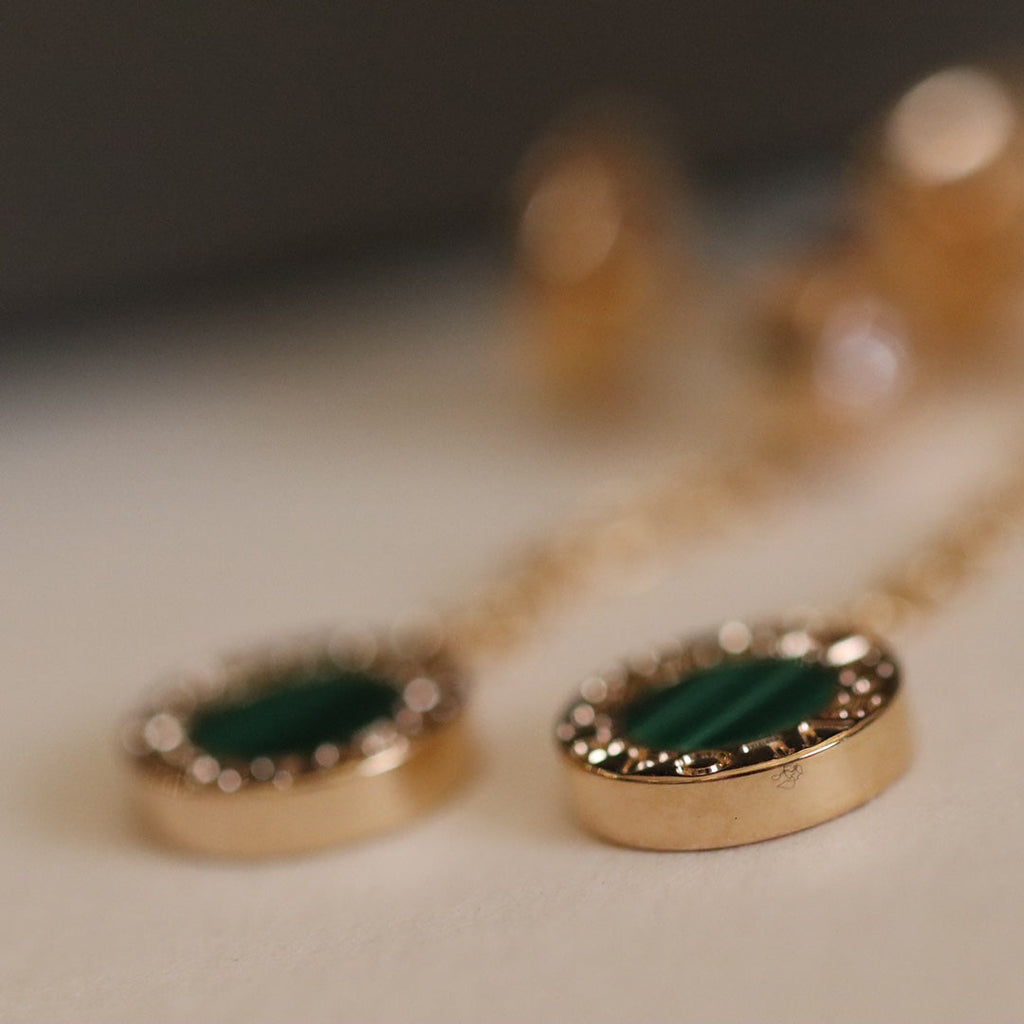 Bvlgari Earrings Drop Malachite Pink Gold