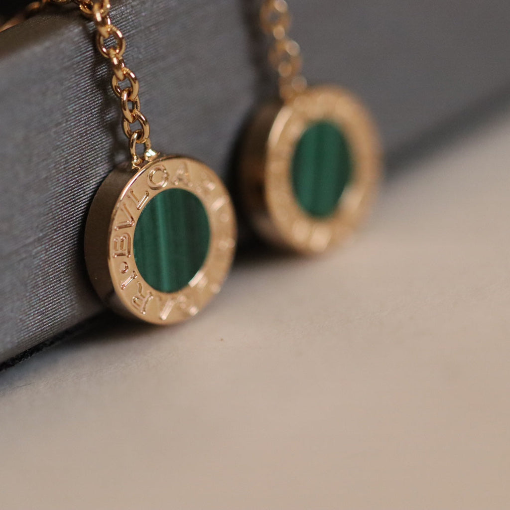 Bvlgari Earrings Drop Malachite Pink Gold