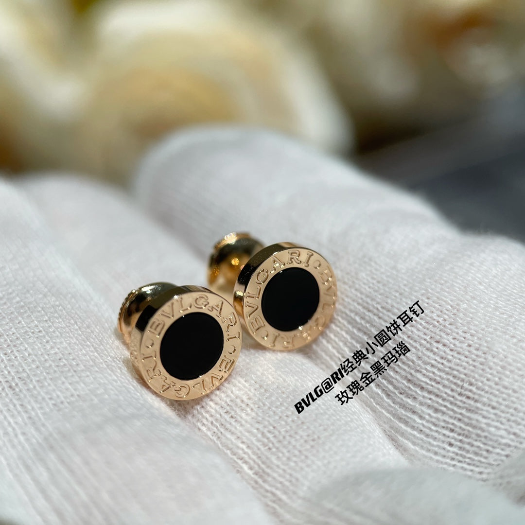 Bvlgari Earrings Cluster Black Gold Pink