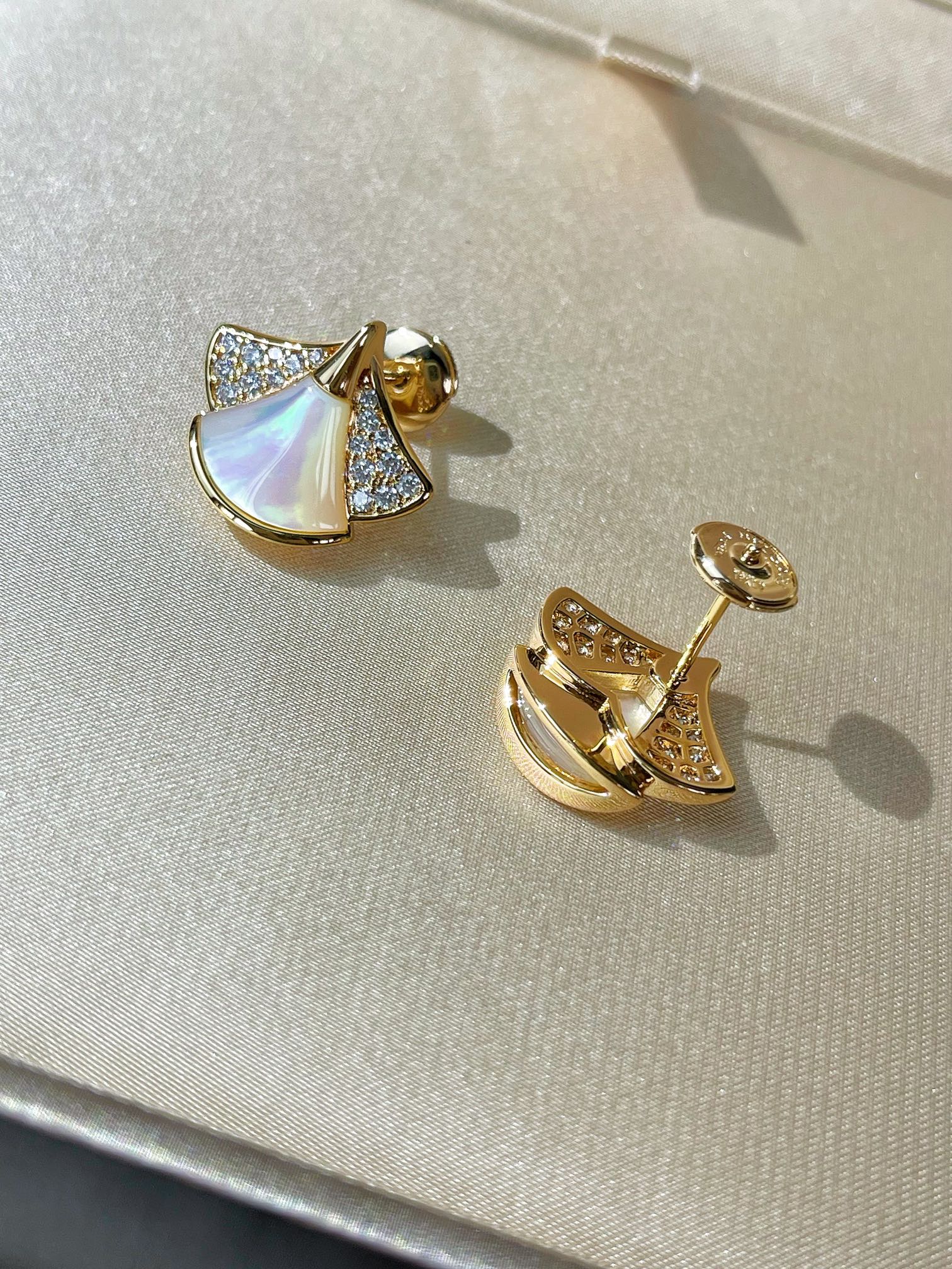 Bvlgari Dream Stud Earrings Cubic Zirconia - Gold