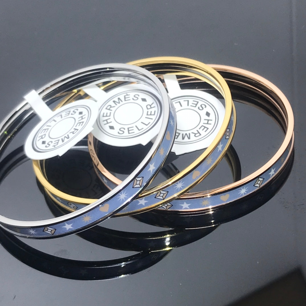 Hermes H Uni Bangle Blue Bracelet