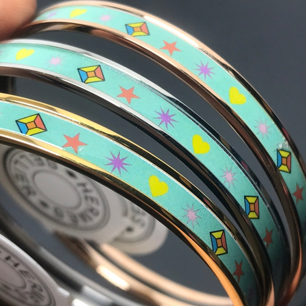 Hermes H Enamel Bangle Light Turquoise Bracelet