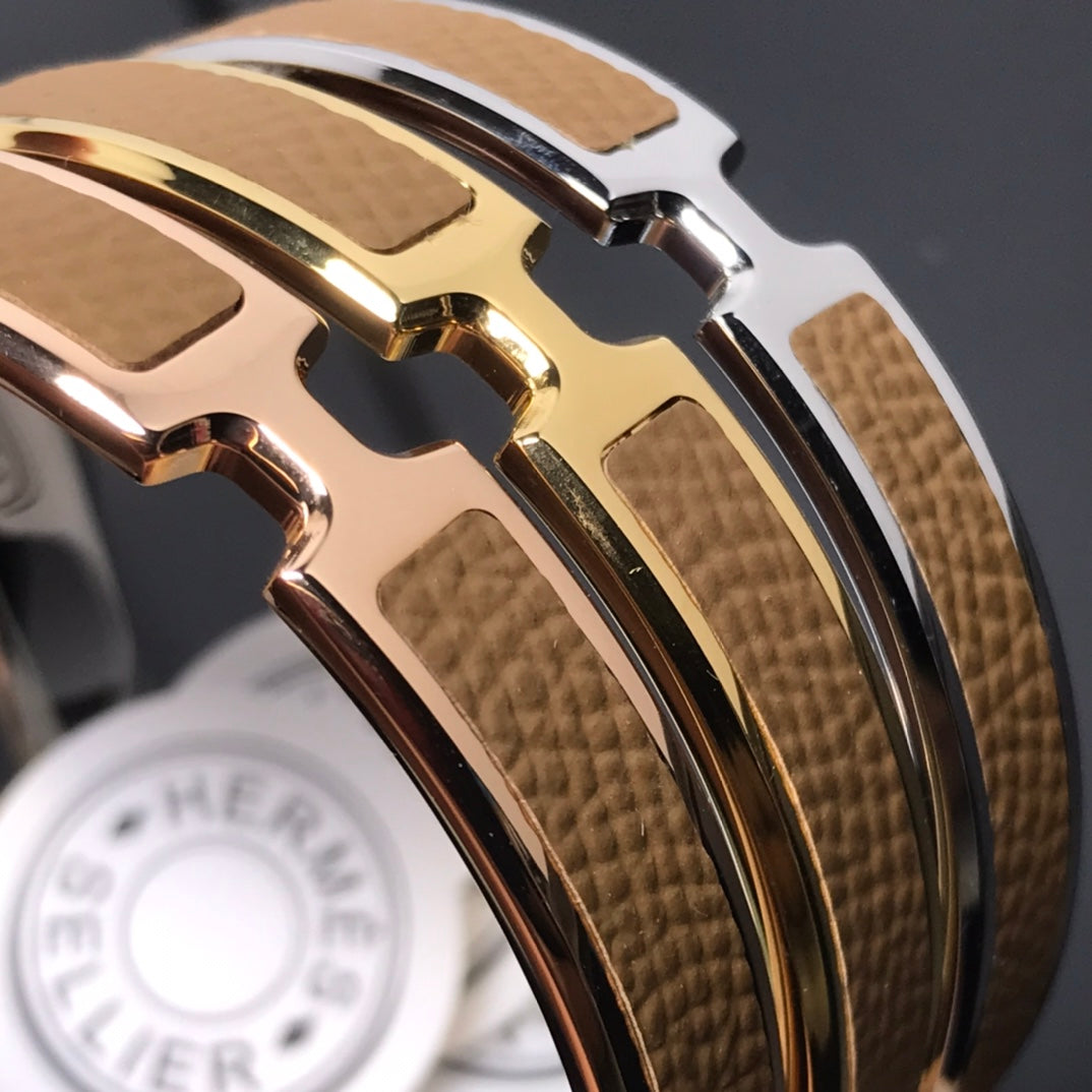 Hermes H Pig Nose Brown Bracelet - Style 2