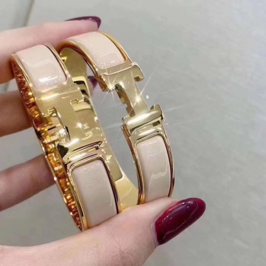 Hermes H Cream Bracelet
