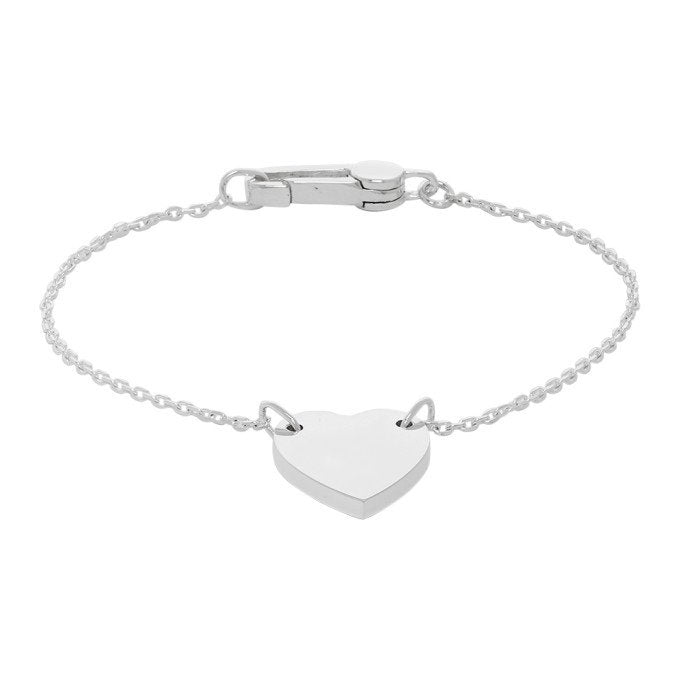 Gucci GG Logo Heart-Shaped Pendant Silver Bracelet