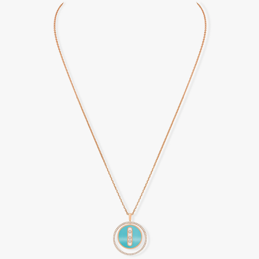 Messika Lucky Move 3 Cubic Zirconia Turquoise Pink Gold Necklace