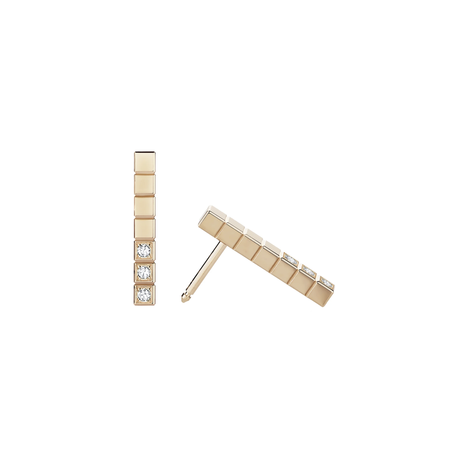 Chopard Ice Cube Pink Gold Diamonds Earrings