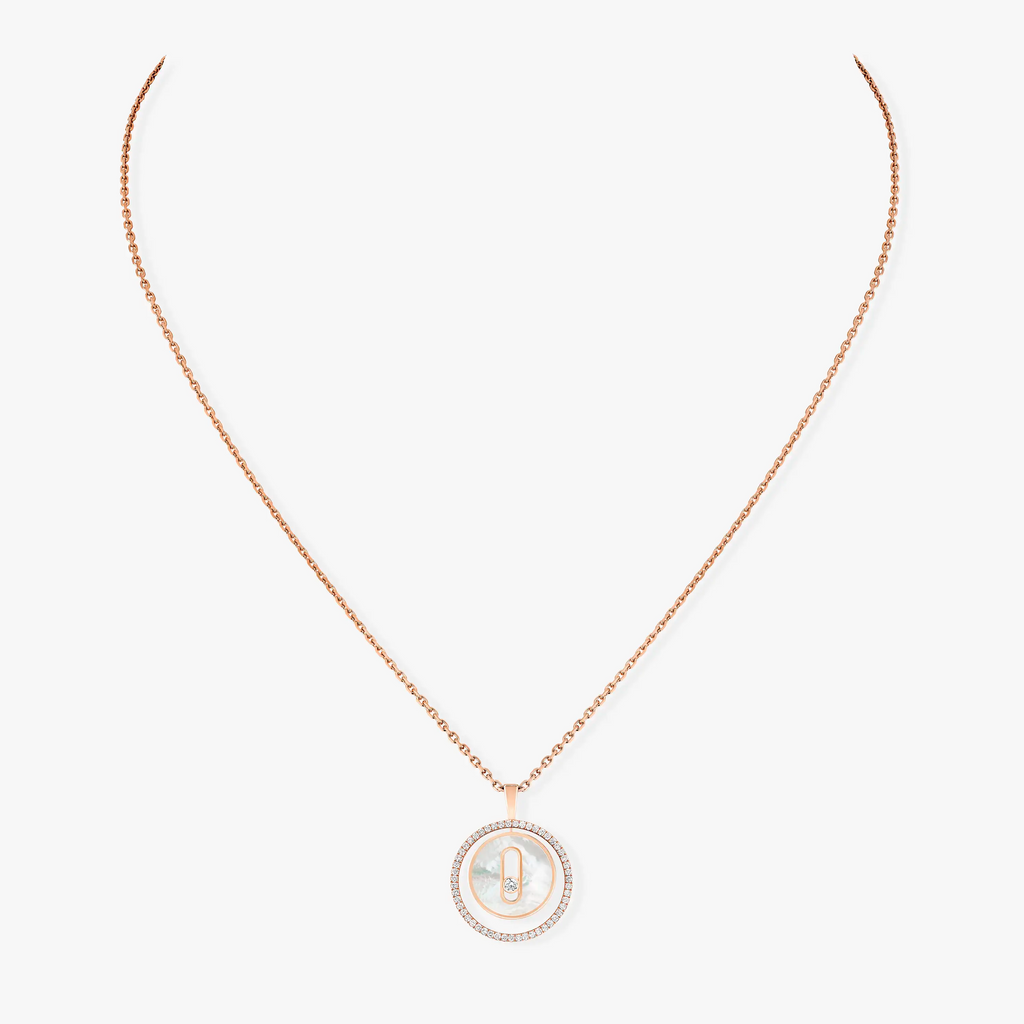 Messika Lucky Move 1 Cubic Zirconia White Mother of Pearl Pink Gold Necklace