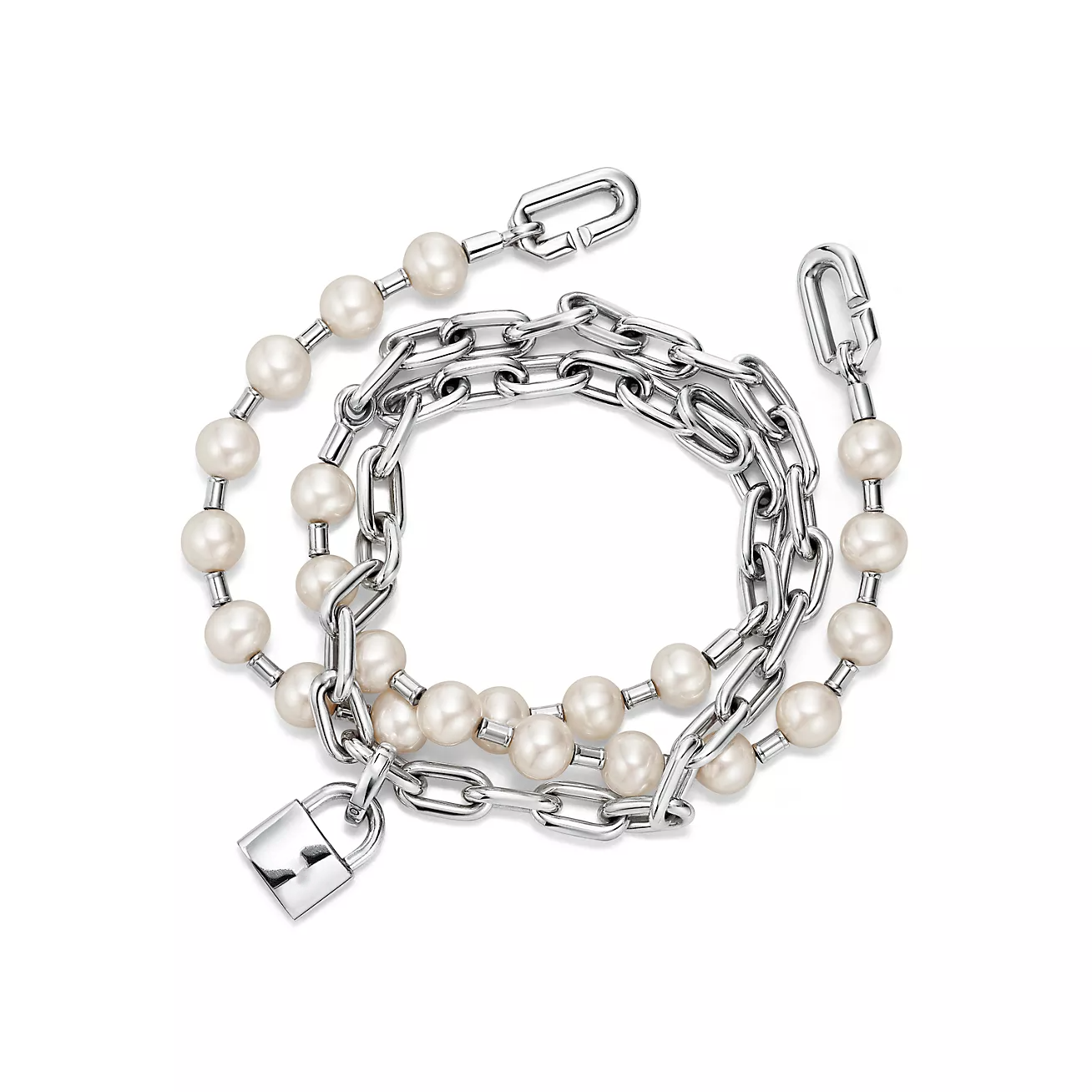 Tiffany Pearl Lock Silver Bracelet